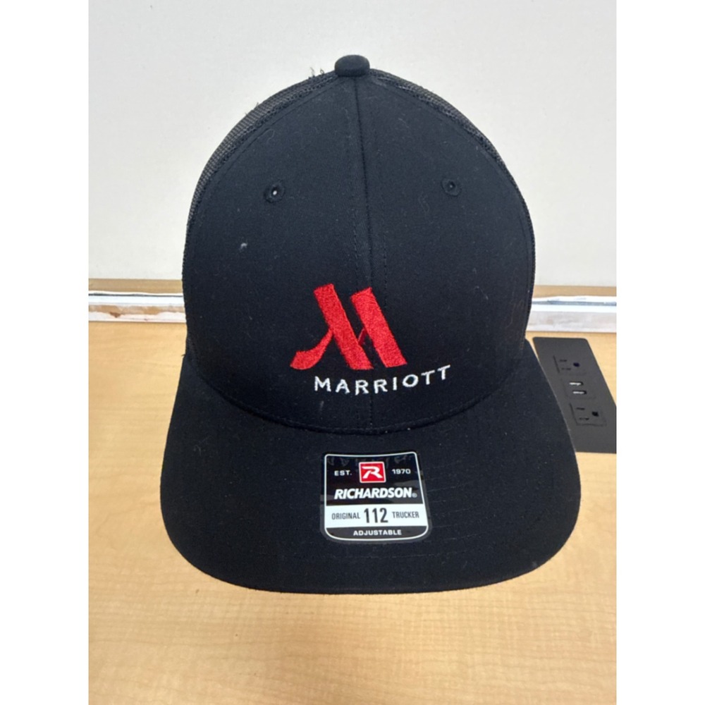 Richardson 112 Trucker Hat Marriott Logo Black Mesh Snapback Adjustable Cap